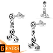 Triskele Triple Spiral Silver Stud Earrings, ep256